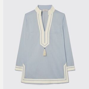 Tory Burch Tory Tunic  Caftan Resort Swim Cover Up Light Blue Beach